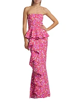 Hafsah Floral Ruffle Column Gown