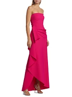 Glicheria Strapless Ruffle Column Gown