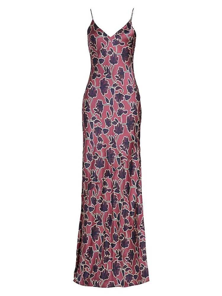 Raven Floral Silk Gown