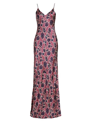 Raven Floral Silk Gown