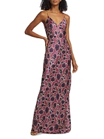 Raven Floral Silk Gown