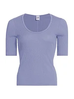 Ribbed Scoopneck T-Shirt