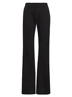 Cotton-Blend Twill Mid-Rise Flare Trousers