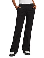 Cotton-Blend Twill Mid-Rise Flare Trousers