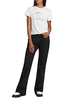 Cotton-Blend Twill Mid-Rise Flare Trousers