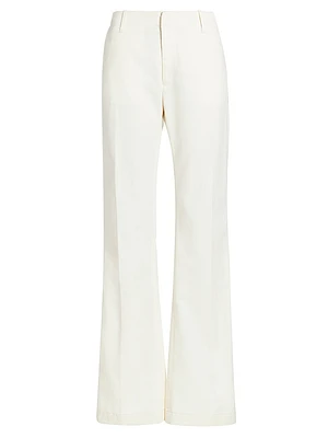 Cotton-Blend Twill Mid-Rise Flare Trousers