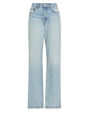 Easy Straight Mid-Rise Distressed Jeans