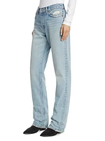 Easy Straight Mid-Rise Distressed Jeans