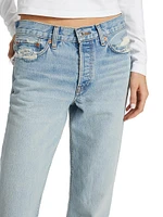 Easy Straight Mid-Rise Distressed Jeans