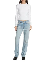 Easy Straight Mid-Rise Distressed Jeans