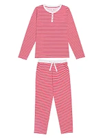 Women's Stripe Jersey Long Pajama Set