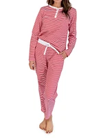 Women's Stripe Jersey Long Pajama Set