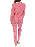 Women's Stripe Jersey Long Pajama Set