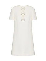 Embroidered Crepe Couture Short Dress