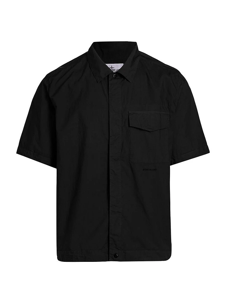 Cotton Button-Front Overshirt