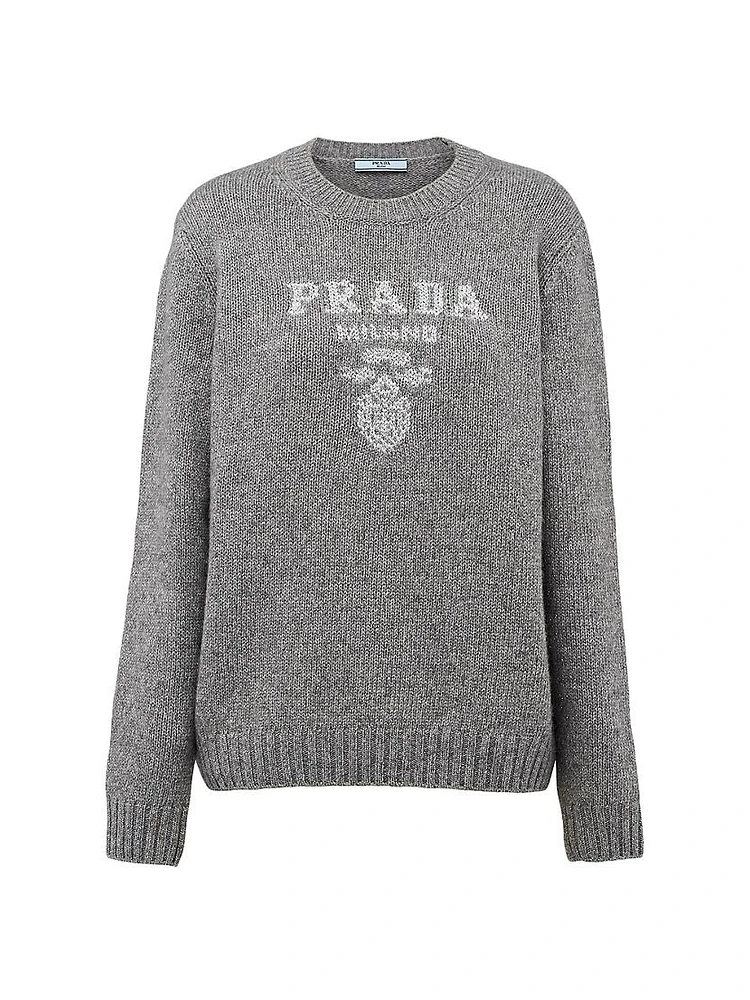 Wool Cashmere and Lamé Crew-Neck Sweater