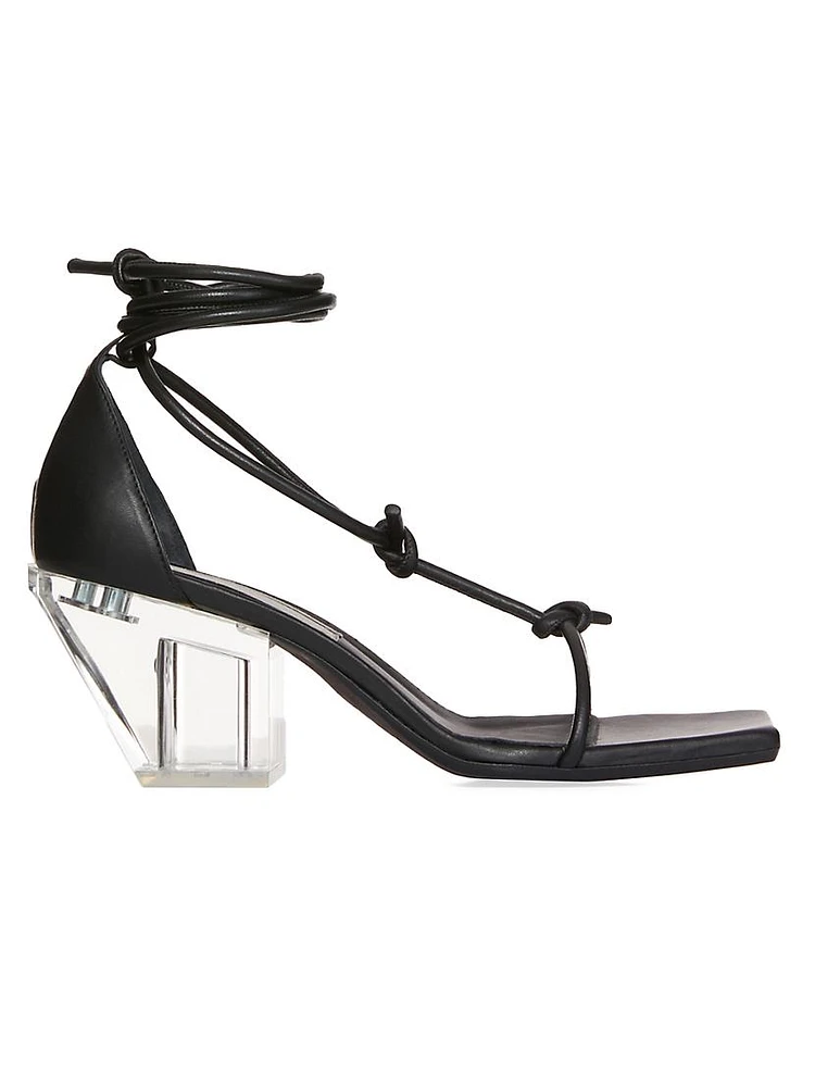 Sliver 50MM Leather Ankle-Wrap Sandals