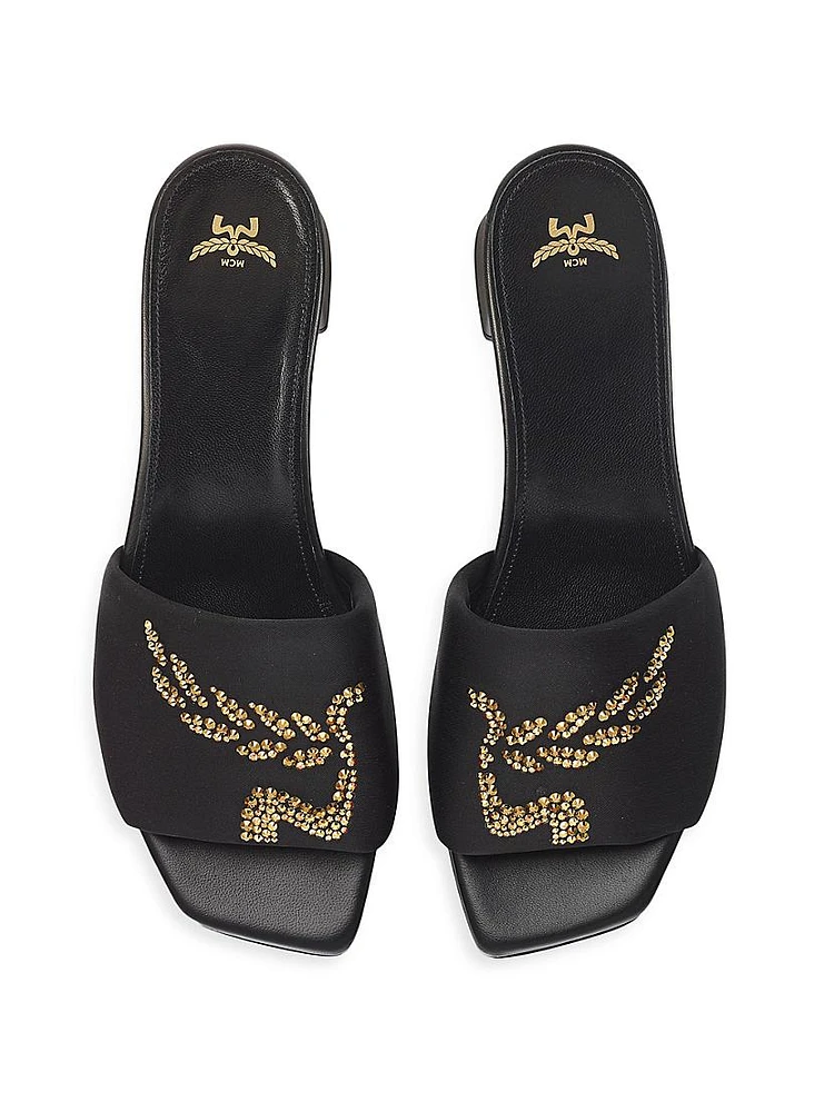 Logo Crystal-Embellished Sandals