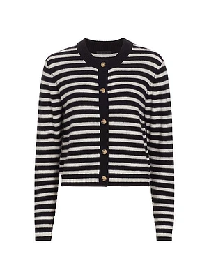 Stripe Wool-Cashmere Cardigan