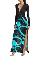 Helios Floral Body-Con Maxi Dress