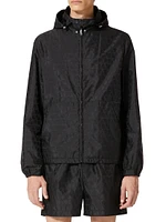 Nylon Windbreaker With Toile Iconographe Pattern