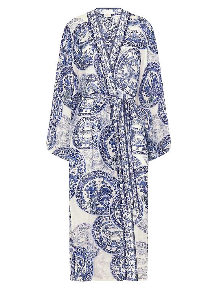 Printed Silk Wrap Cover-Up