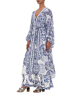 Printed Silk Wrap Cover-Up