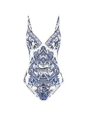 Printed Underwire One-Piece Swimsuit