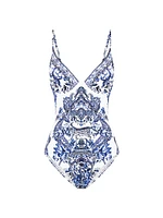 Printed Underwire One-Piece Swimsuit