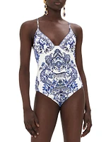 Printed Underwire One-Piece Swimsuit