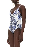 Printed Underwire One-Piece Swimsuit