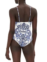 Printed Underwire One-Piece Swimsuit