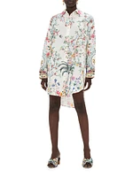 High-Low Floral Linen Cover-Up