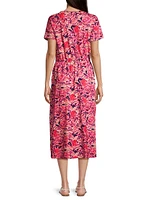 Blurred Floral Cotton Midi-Dress