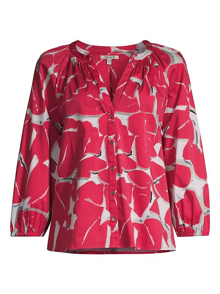 Bold Petals Stretch Cotton Shirt