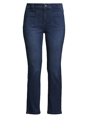 Mid-Rise Straight Pocket Jeans