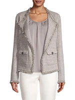 Herringbone Knit Fringe Jacket