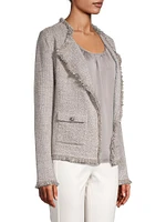 Herringbone Knit Fringe Jacket