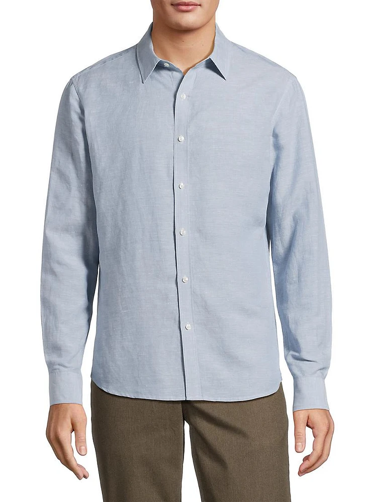 Linen-Blend Slim-Fit Shirt