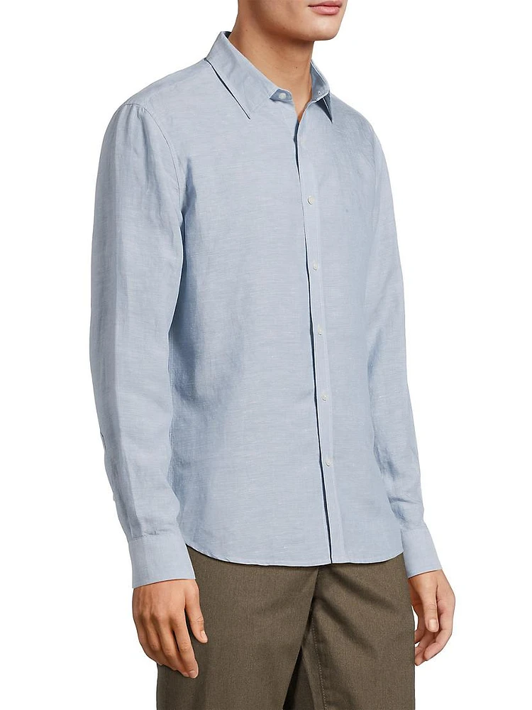 Linen-Blend Slim-Fit Shirt