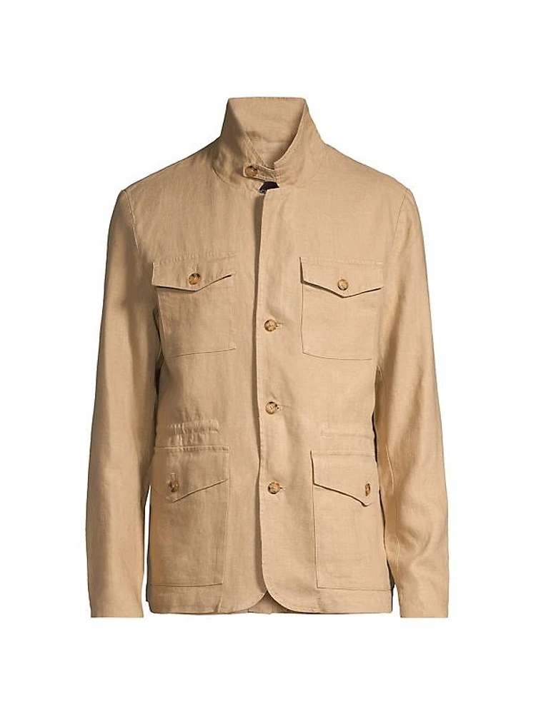 Linen Button-Front Jacket