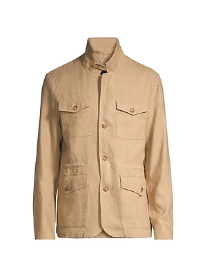 Linen Button-Front Jacket