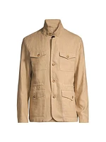 Linen Button-Front Jacket