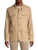 Linen Button-Front Jacket