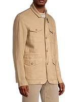 Linen Button-Front Jacket