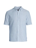 Linen-Blend Button-Down Slim-Fit Shirt