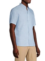 Linen-Blend Button-Down Slim-Fit Shirt