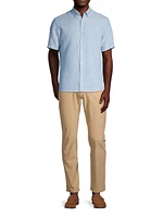 Linen-Blend Button-Down Slim-Fit Shirt