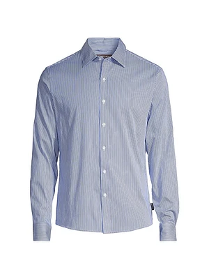 Striped Button-Front Slim-Fit Shirt