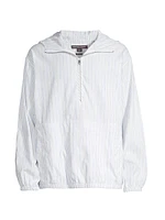 Pinstriped Linen & Cotton-Blend Half-Zip Hoodie